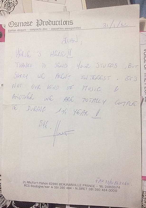 Respuesta de Osmose Productions a Juan Esteban Aristizabal, 1992